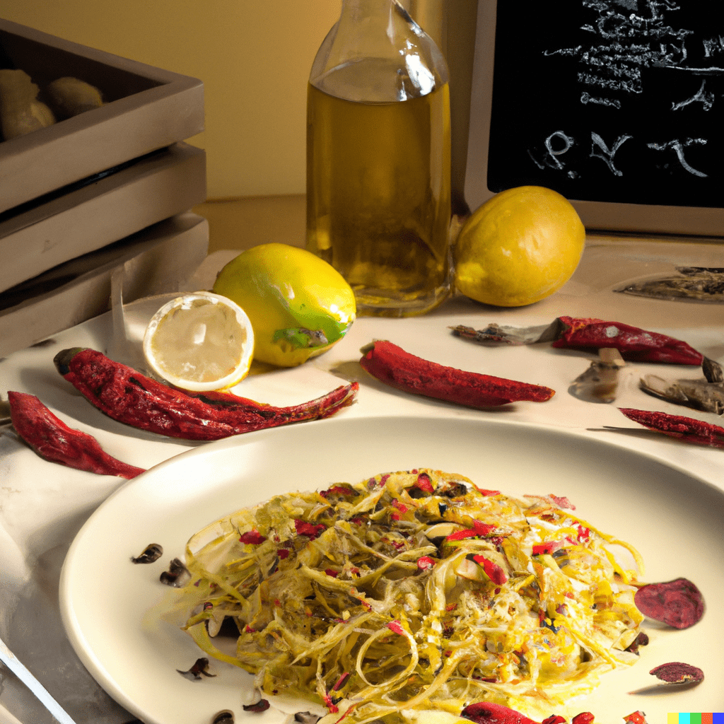 ChatGPT "Spaghetti alle acciughe, lime&lemon e peperone crusco"