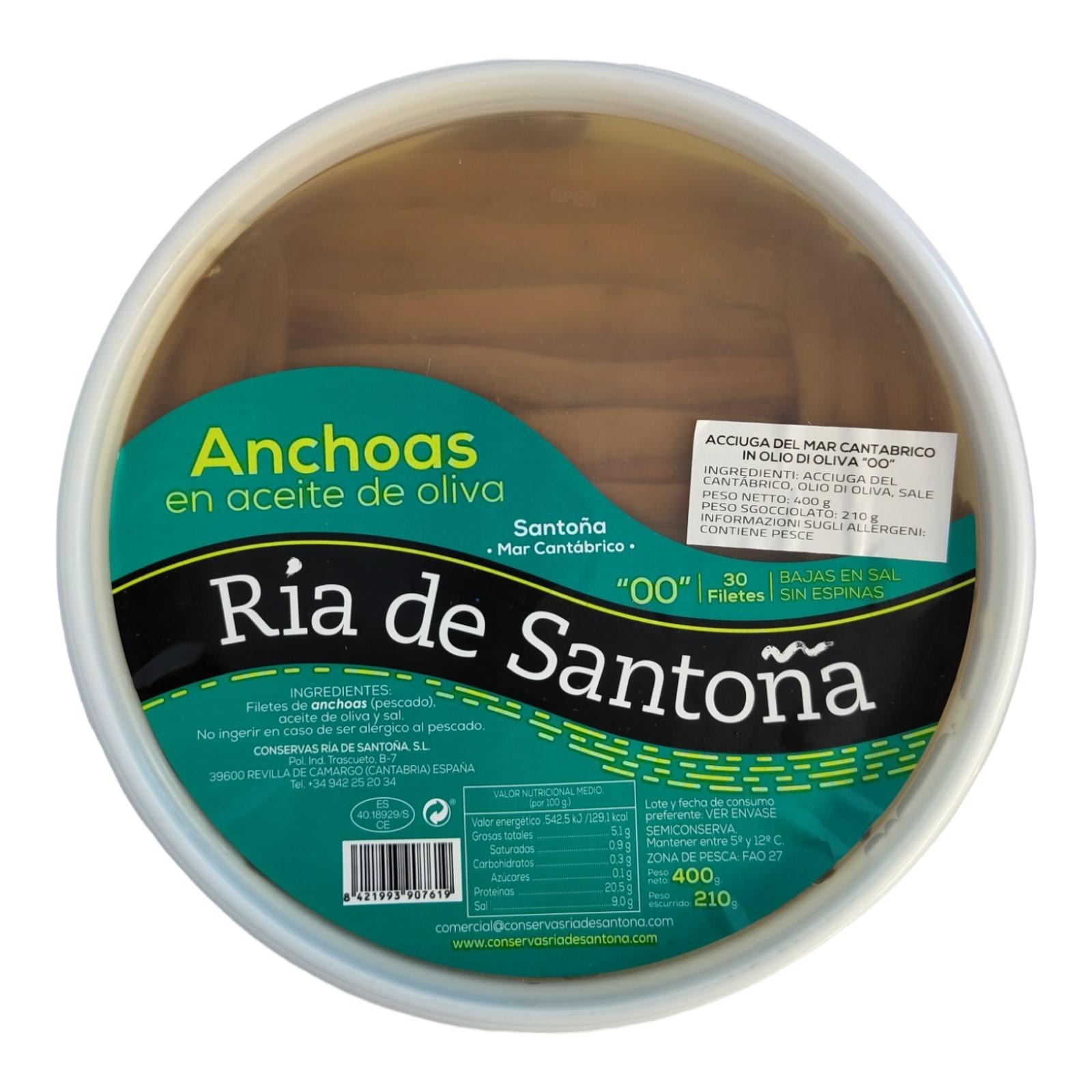 Filetti Selezionati di Acciughe Cantabriche in Olio di oliva (30 filetti) 400g.
