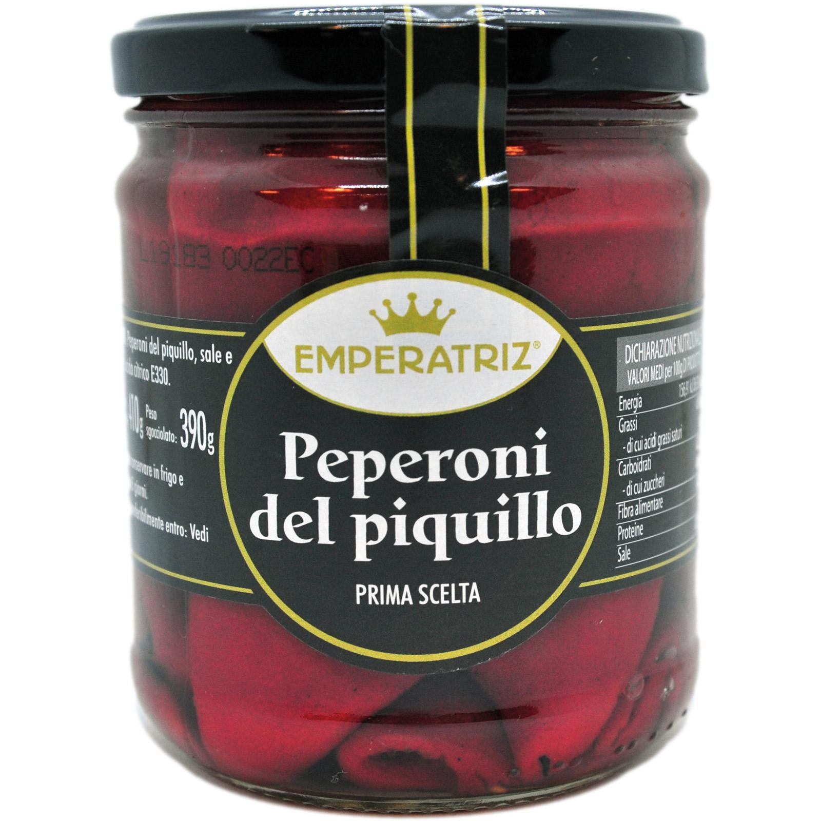 Peperoni del Piquillo qualità extra 20pz circa 410g: abbrustoliti e spellati e dolcissimi.
