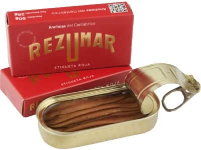 Filetti di acciughe del Mar Cantabrico in Olio di Oliva 50g  Rezumar maturate 8 mesi in BOTTE