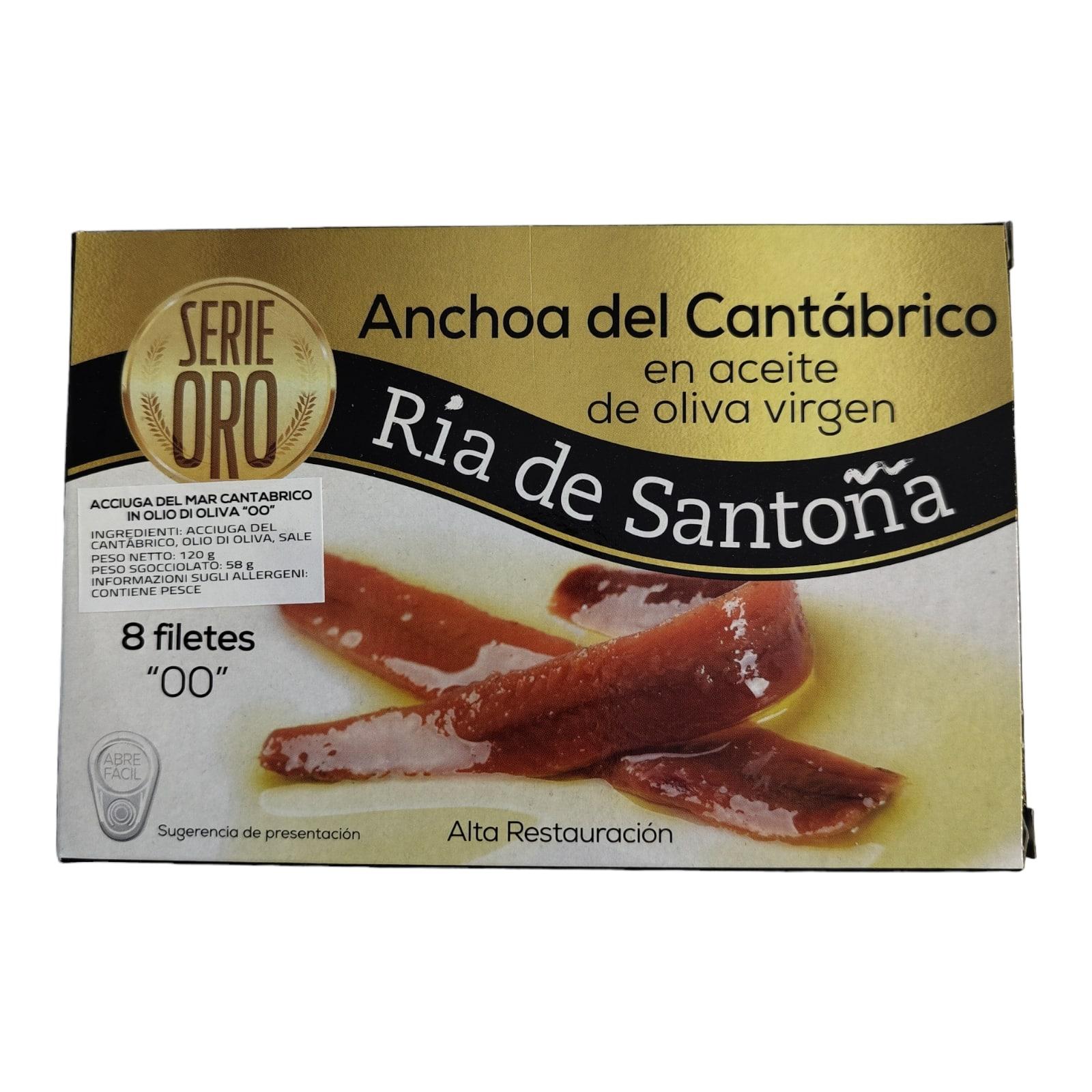Filetti Selezionati di Acciughe Cantabriche in Olio di oliva (8 filetti) "00" 120g.