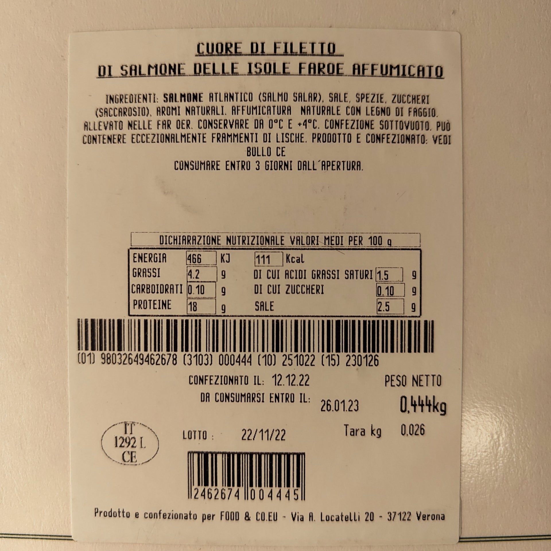 Cuore di Salmone Affumicato delle Isole Faroe (scadenza 02/07/2023)