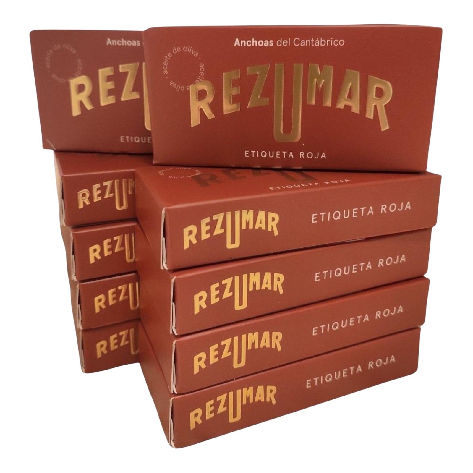 Rezumar KIT 10 Filetti di acciughe del Mar Cantabrico in Olio di Oliva 50g maturate 8 mesi in BOTTE
